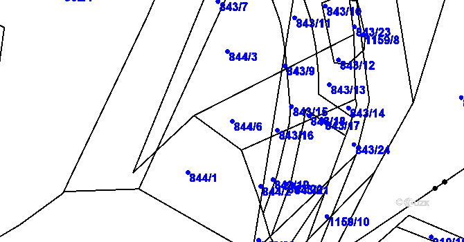 Parcela st. 844/6 v KÚ Libuš, Katastrální mapa