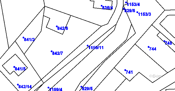 Parcela st. 1159/11 v KÚ Libuš, Katastrální mapa
