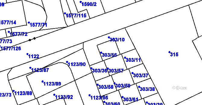 Parcela st. 303/56 v KÚ Libuš, Katastrální mapa