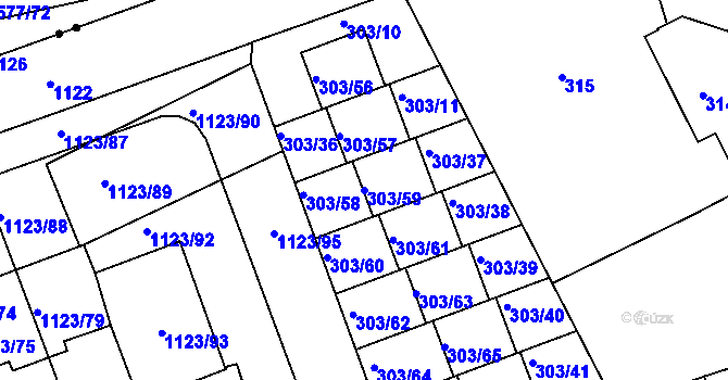 Parcela st. 303/59 v KÚ Libuš, Katastrální mapa