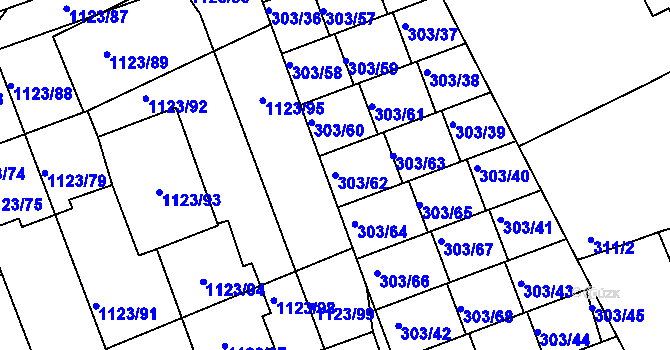 Parcela st. 303/62 v KÚ Libuš, Katastrální mapa