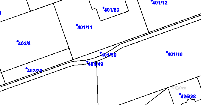 Parcela st. 401/50 v KÚ Libuš, Katastrální mapa