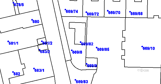 Parcela st. 669/82 v KÚ Libuš, Katastrální mapa