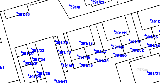 Parcela st. 391/18 v KÚ Libuš, Katastrální mapa