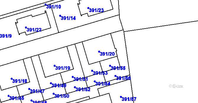 Parcela st. 391/20 v KÚ Libuš, Katastrální mapa