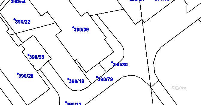 Parcela st. 390/78 v KÚ Libuš, Katastrální mapa