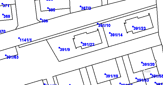 Parcela st. 391/22 v KÚ Libuš, Katastrální mapa