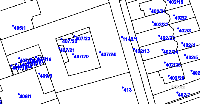 Parcela st. 407/24 v KÚ Libuš, Katastrální mapa