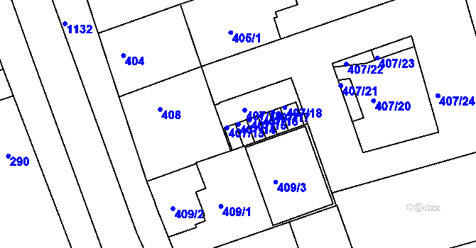 Parcela st. 407/14 v KÚ Libuš, Katastrální mapa