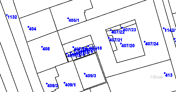 Parcela st. 407/18 v KÚ Libuš, Katastrální mapa