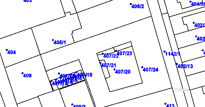 Parcela st. 407/22 v KÚ Libuš, Katastrální mapa