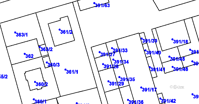Parcela st. 391/27 v KÚ Libuš, Katastrální mapa