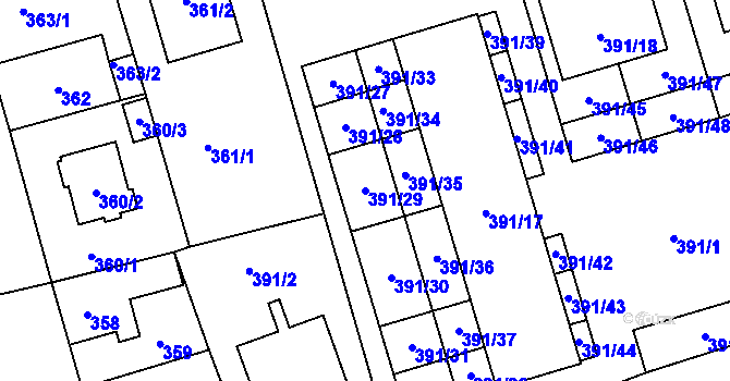 Parcela st. 391/29 v KÚ Libuš, Katastrální mapa