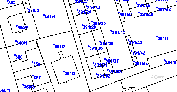 Parcela st. 391/30 v KÚ Libuš, Katastrální mapa