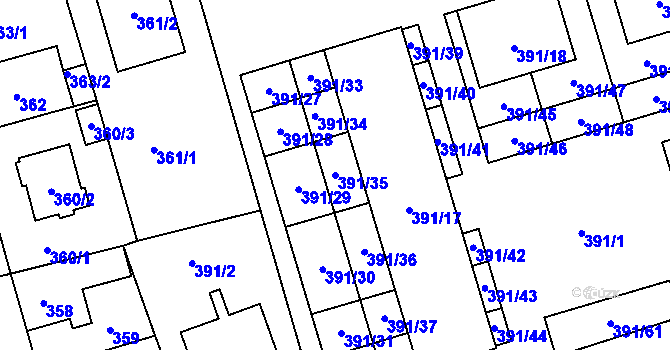Parcela st. 391/35 v KÚ Libuš, Katastrální mapa