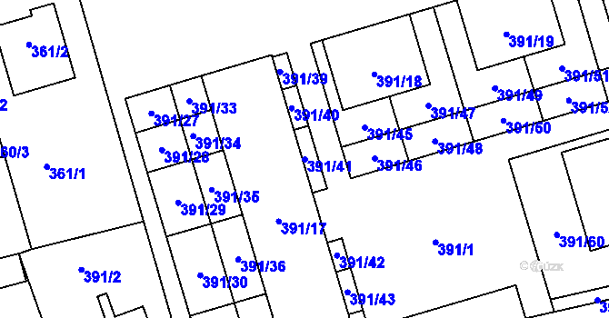 Parcela st. 391/41 v KÚ Libuš, Katastrální mapa