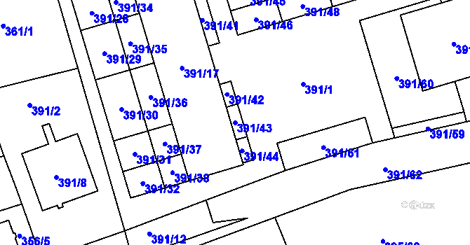 Parcela st. 391/43 v KÚ Libuš, Katastrální mapa
