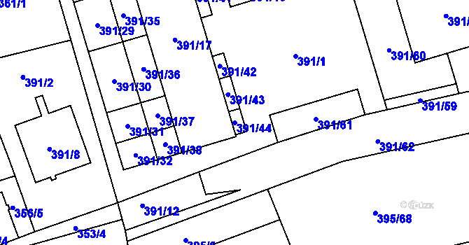 Parcela st. 391/44 v KÚ Libuš, Katastrální mapa