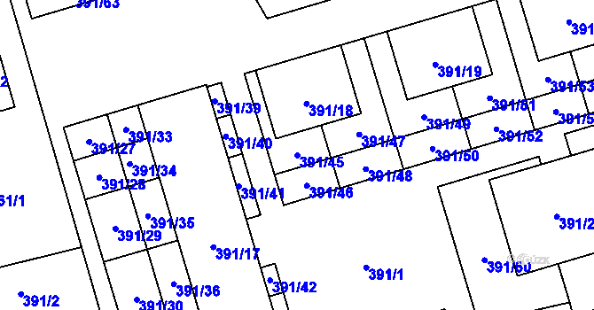 Parcela st. 391/45 v KÚ Libuš, Katastrální mapa