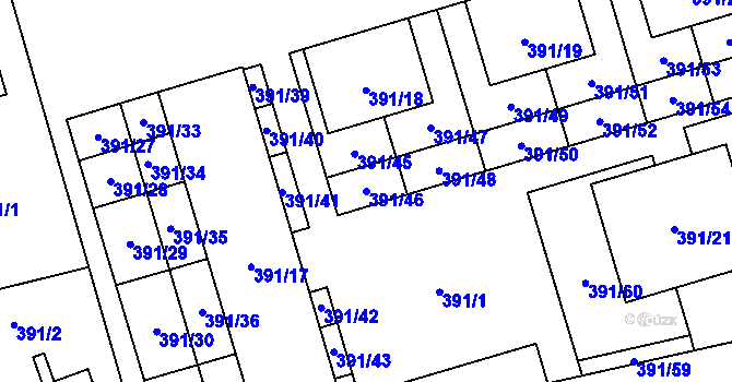Parcela st. 391/46 v KÚ Libuš, Katastrální mapa