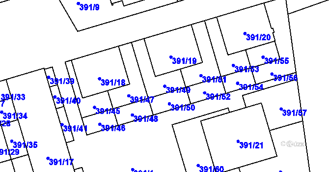 Parcela st. 391/49 v KÚ Libuš, Katastrální mapa