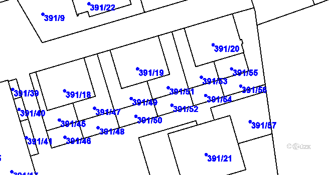 Parcela st. 391/51 v KÚ Libuš, Katastrální mapa