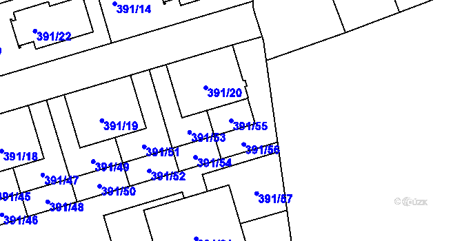 Parcela st. 391/55 v KÚ Libuš, Katastrální mapa