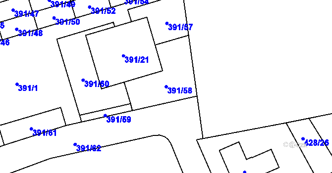 Parcela st. 391/58 v KÚ Libuš, Katastrální mapa