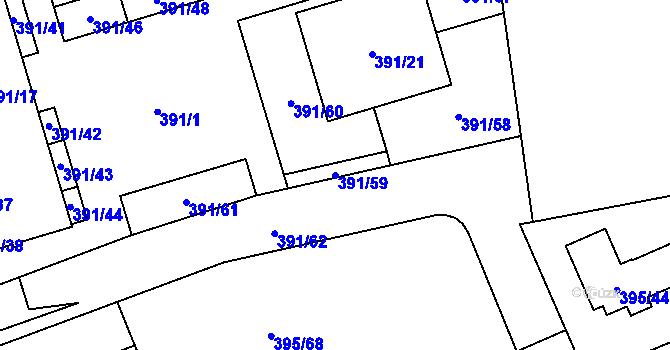 Parcela st. 391/59 v KÚ Libuš, Katastrální mapa