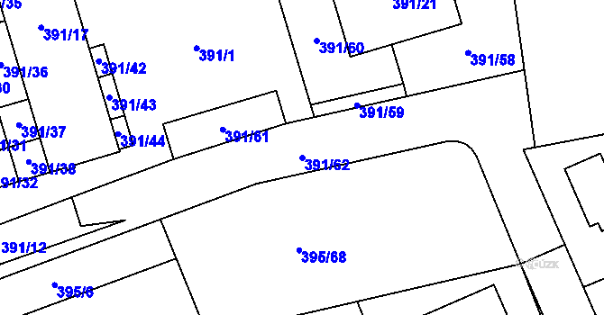 Parcela st. 391/62 v KÚ Libuš, Katastrální mapa