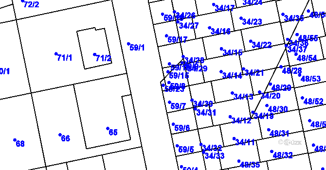 Parcela st. 59/23 v KÚ Libuš, Katastrální mapa