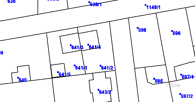 Parcela st. 641/2 v KÚ Libuš, Katastrální mapa