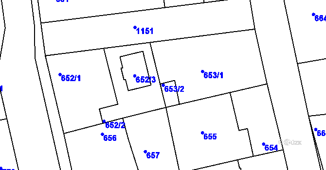 Parcela st. 653/2 v KÚ Libuš, Katastrální mapa