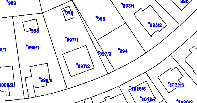 Parcela st. 997/3 v KÚ Libuš, Katastrální mapa