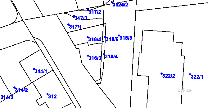 Parcela st. 318/4 v KÚ Libuš, Katastrální mapa