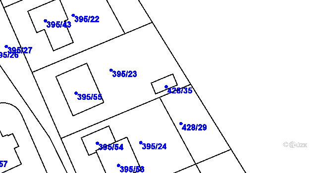 Parcela st. 428/35 v KÚ Libuš, Katastrální mapa