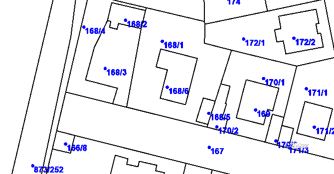 Parcela st. 168/6 v KÚ Libuš, Katastrální mapa