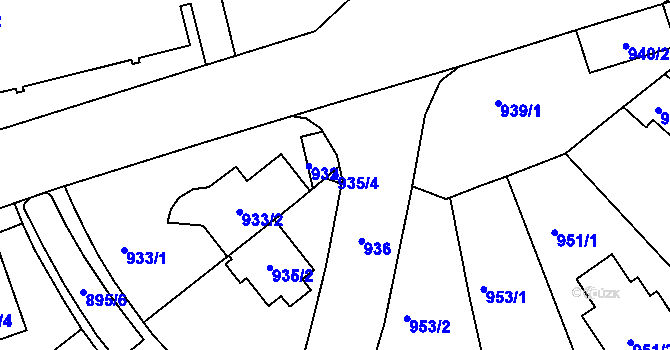 Parcela st. 935/4 v KÚ Libuš, Katastrální mapa
