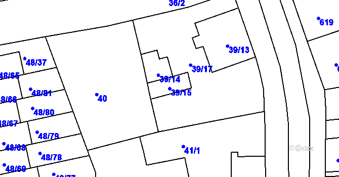 Parcela st. 39/15 v KÚ Libuš, Katastrální mapa