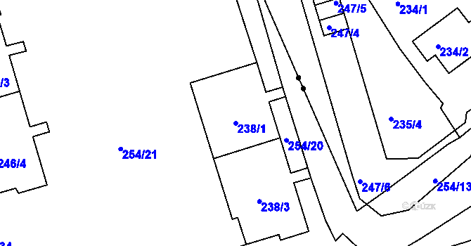 Parcela st. 238/1 v KÚ Kamýk, Katastrální mapa