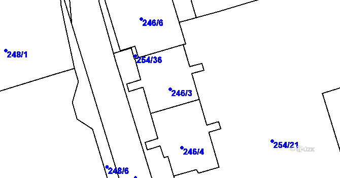 Parcela st. 246/3 v KÚ Kamýk, Katastrální mapa