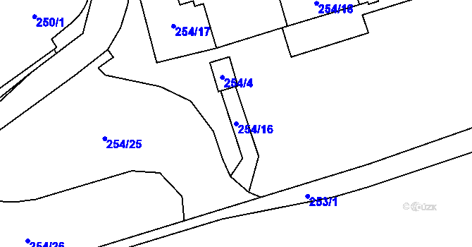 Parcela st. 254/16 v KÚ Kamýk, Katastrální mapa