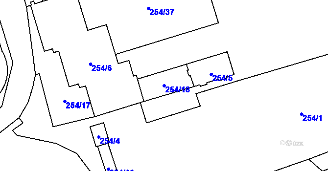 Parcela st. 254/18 v KÚ Kamýk, Katastrální mapa