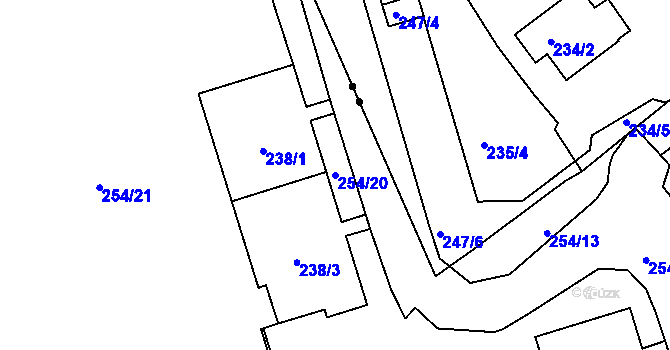 Parcela st. 254/20 v KÚ Kamýk, Katastrální mapa