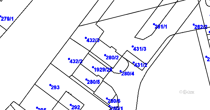 Parcela st. 280/2 v KÚ Kamýk, Katastrální mapa