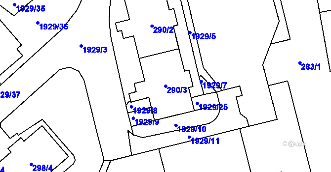 Parcela st. 290/3 v KÚ Kamýk, Katastrální mapa