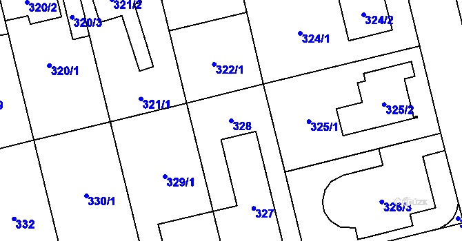 Parcela st. 328 v KÚ Kamýk, Katastrální mapa