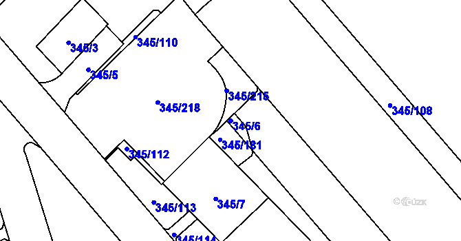 Parcela st. 345/6 v KÚ Kamýk, Katastrální mapa