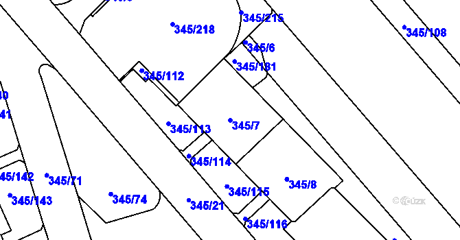 Parcela st. 345/7 v KÚ Kamýk, Katastrální mapa