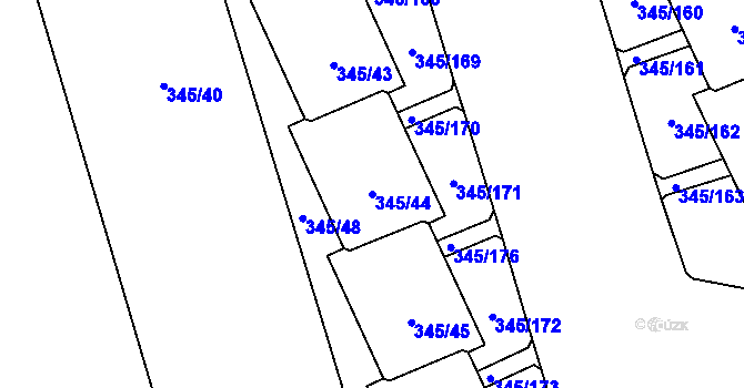 Parcela st. 345/44 v KÚ Kamýk, Katastrální mapa